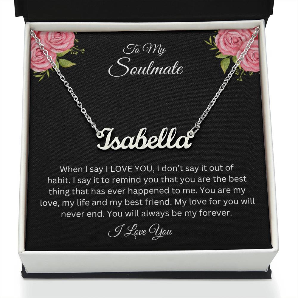 To My Soulmate | Name Necklace| Gift to Wife| Birthday Gift to Wife| Mother's Day Gift| Anniversary Gift to Wife