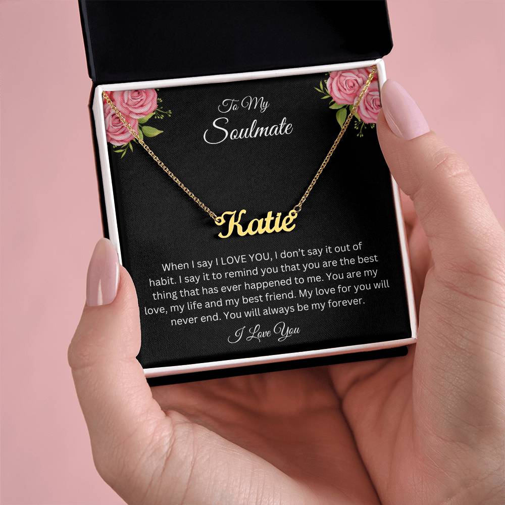 To My Soulmate | Name Necklace| Gift to Wife| Birthday Gift to Wife| Mother's Day Gift| Anniversary Gift to Wife