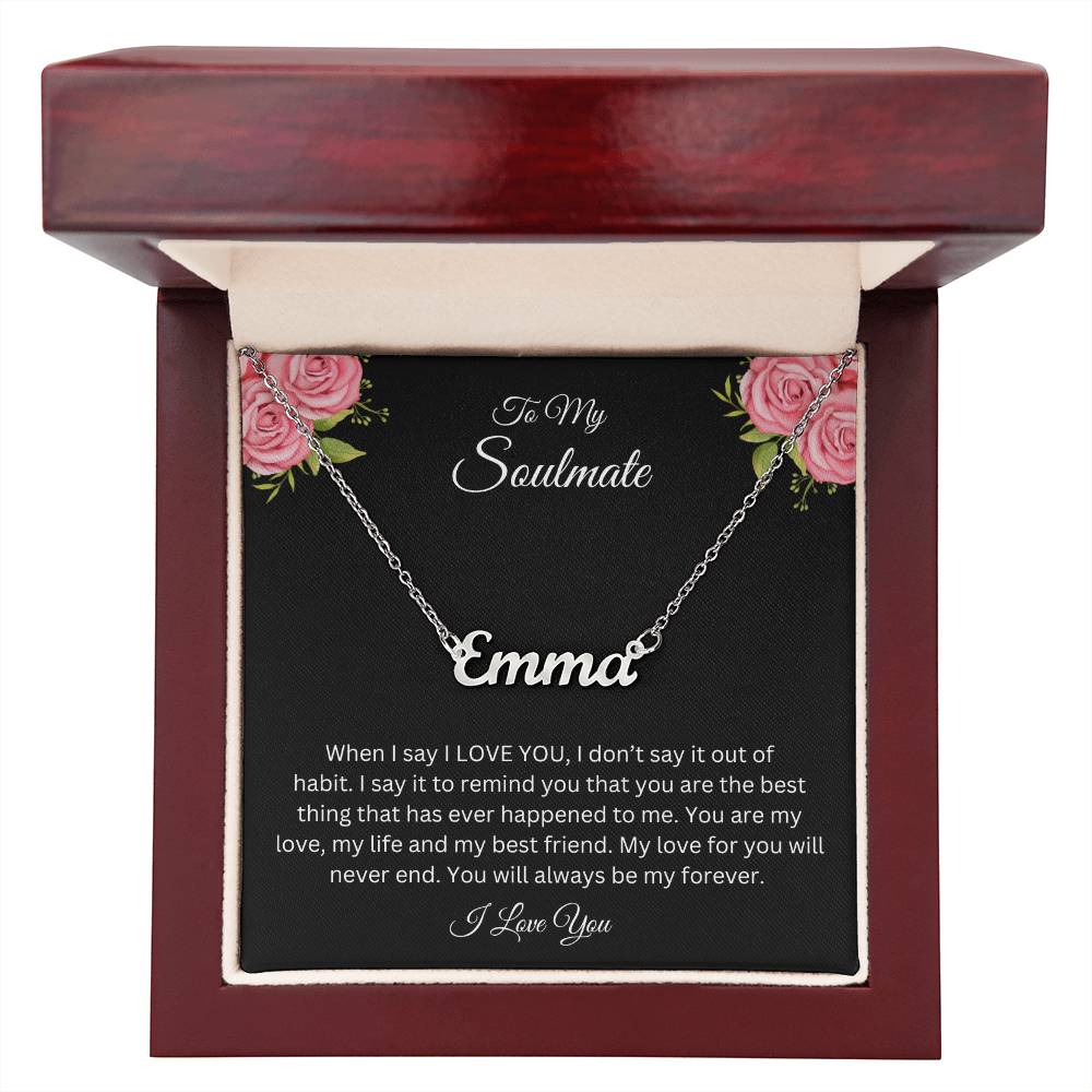 To My Soulmate | Name Necklace| Gift to Wife| Birthday Gift to Wife| Mother's Day Gift| Anniversary Gift to Wife