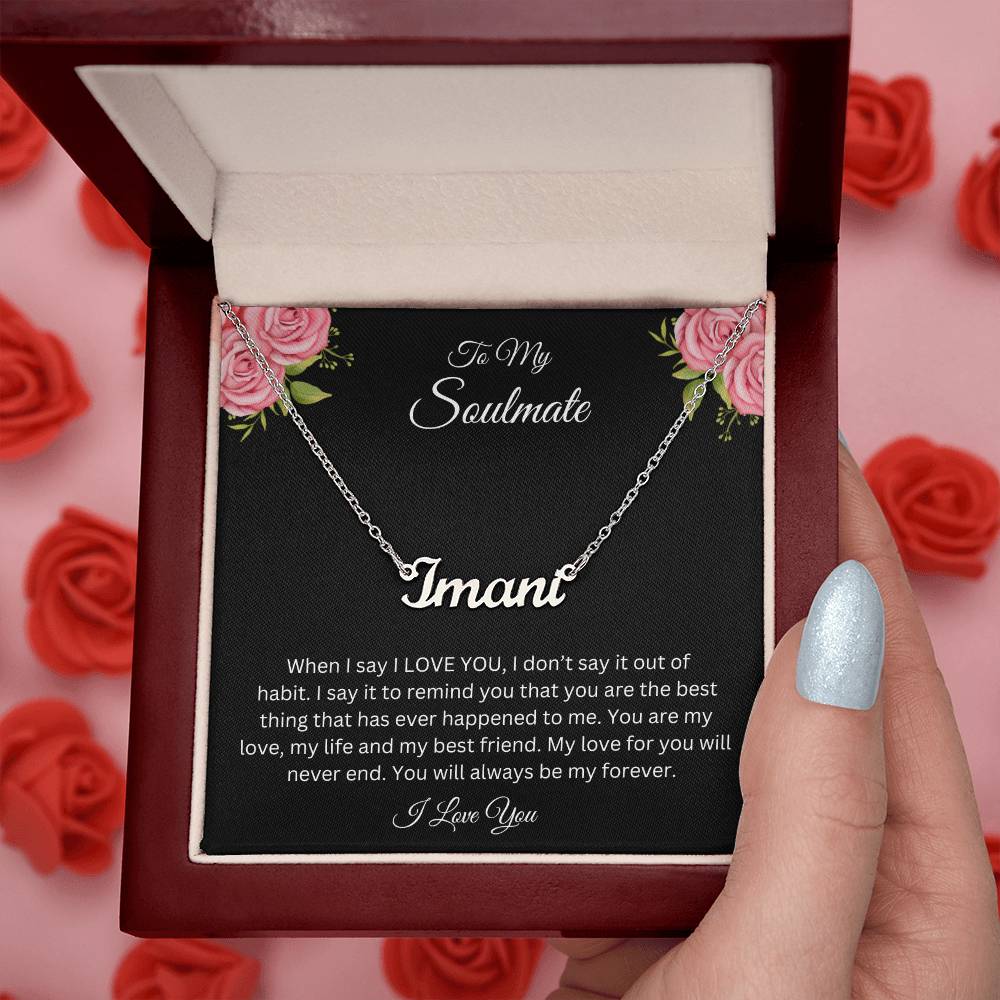 To My Soulmate | Name Necklace| Gift to Wife| Birthday Gift to Wife| Mother's Day Gift| Anniversary Gift to Wife