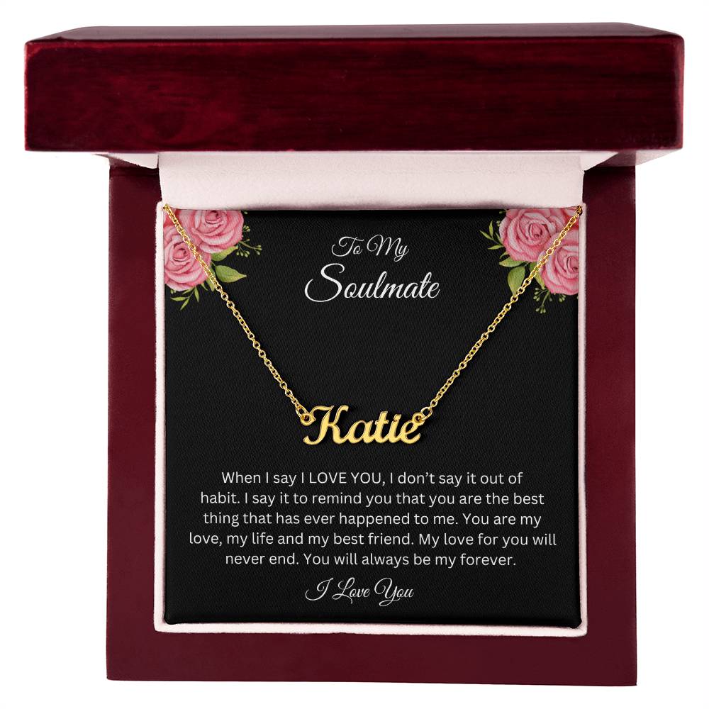 To My Soulmate | Name Necklace| Gift to Wife| Birthday Gift to Wife| Mother's Day Gift| Anniversary Gift to Wife