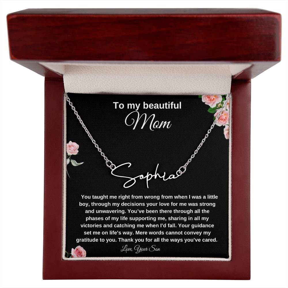 To My Beautiful Mom | Signature Name Necklace| Gift to Mom| Mother's Day Gift| Birthday Gift to Mom