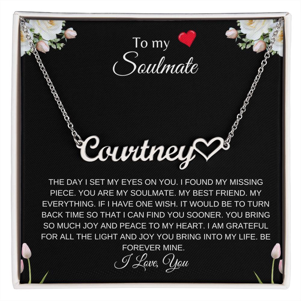 To My Soulmate (With A Heart) | Heart Name Necklace| Gift to Wife| Birthday Gift to Wife| Mother's Day Gift| Anniversary Gift to Wife