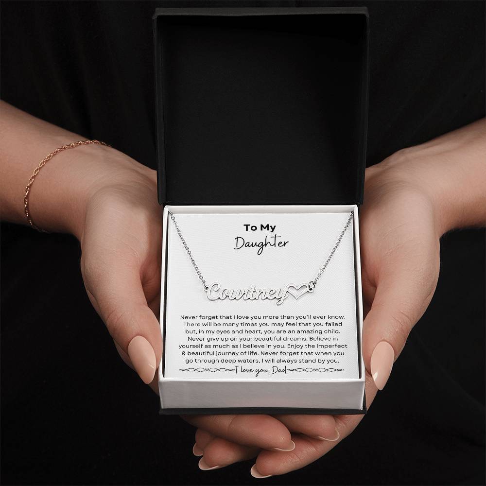 To My Daughter from Dad | Heart Name Necklace| Gift to Daughter from Dad| Birthday Gift to Daughter from Dad