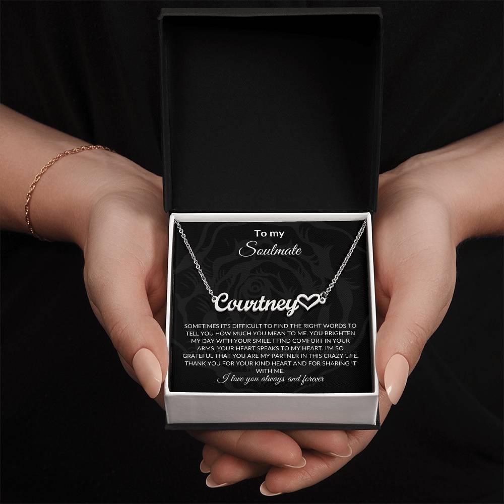 To My Soulmate | Heart Name Necklace| Gift to Wife | Wedding Anniversary Gift to Wife| Mother's Day Gift | Birthday Gift to Wife