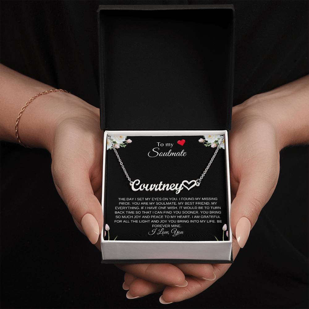 To My Soulmate (With A Heart) | Heart Name Necklace| Gift to Wife| Birthday Gift to Wife| Mother's Day Gift| Anniversary Gift to Wife