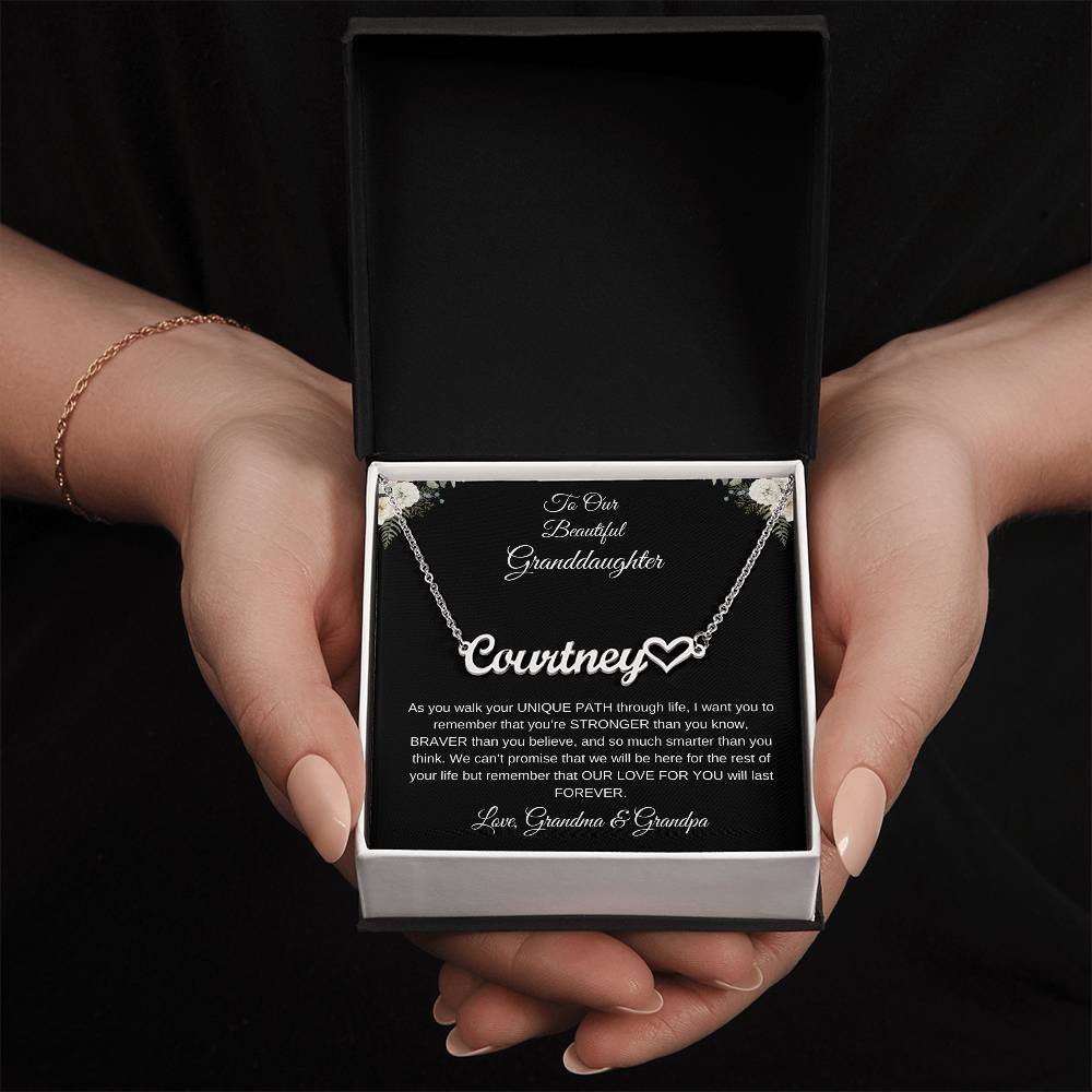 To Our Beautiful Granddaughter | Heart Name Necklace| Gift for Granddaughter from Grandma