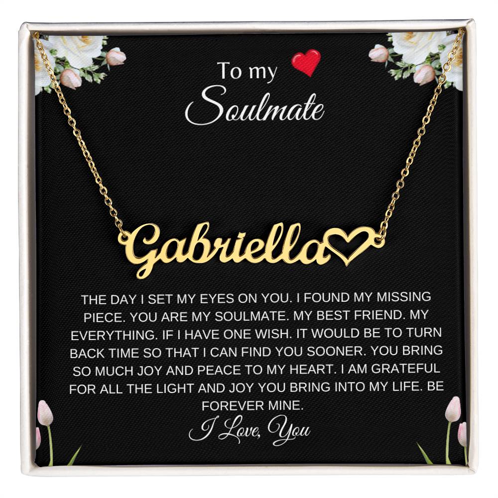 To My Soulmate (With A Heart) | Heart Name Necklace| Gift to Wife| Birthday Gift to Wife| Mother's Day Gift| Anniversary Gift to Wife