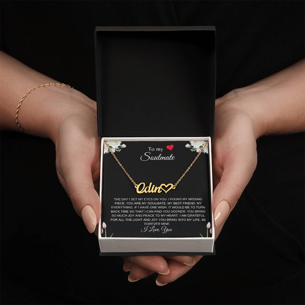 To My Soulmate (With A Heart) | Heart Name Necklace| Gift to Wife| Birthday Gift to Wife| Mother's Day Gift| Anniversary Gift to Wife