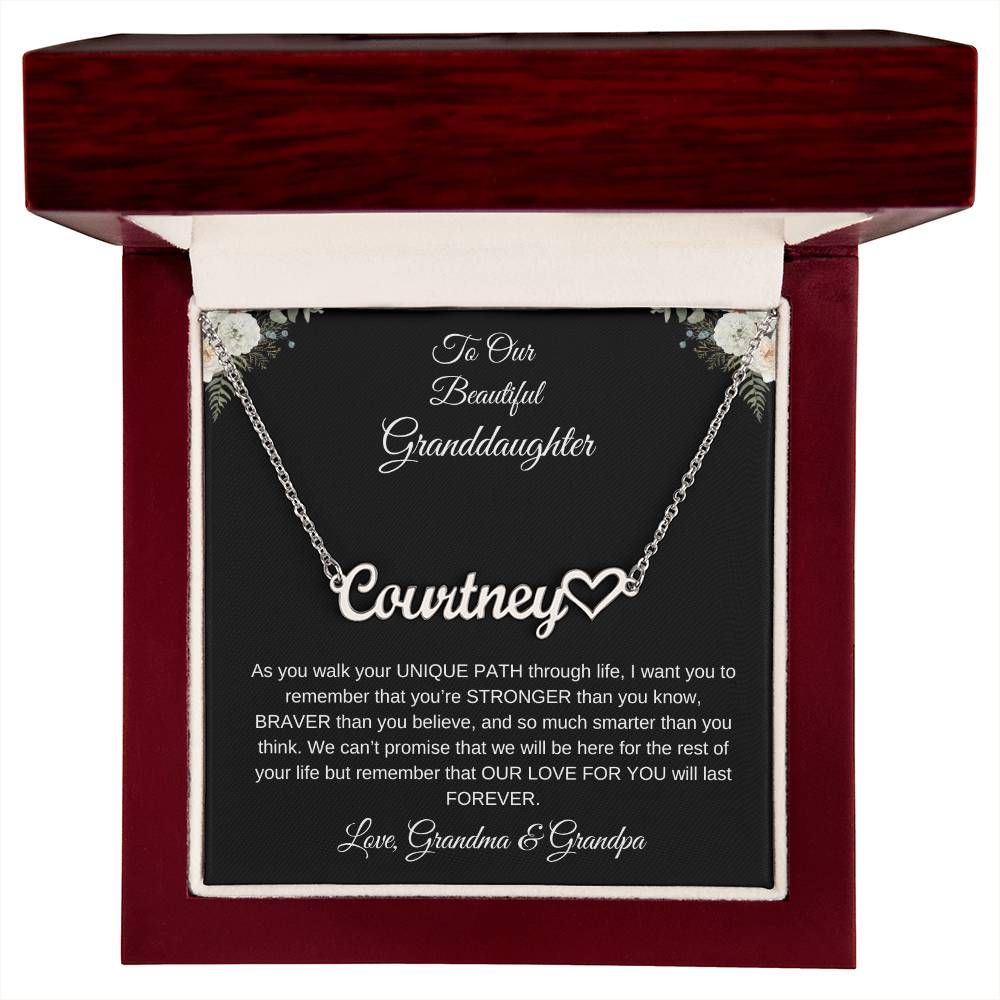 To Our Beautiful Granddaughter | Heart Name Necklace| Gift for Granddaughter from Grandma