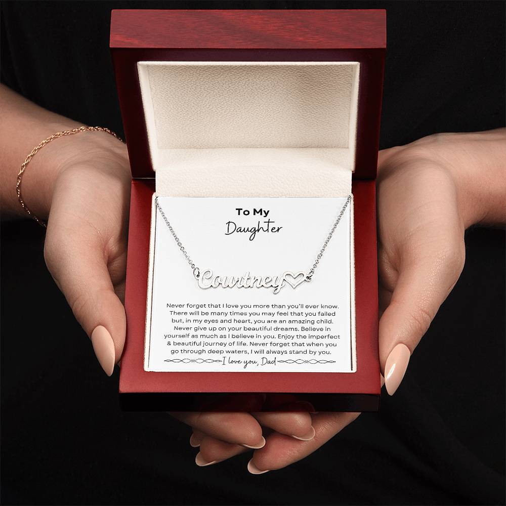 To My Daughter from Dad | Heart Name Necklace| Gift to Daughter from Dad| Birthday Gift to Daughter from Dad