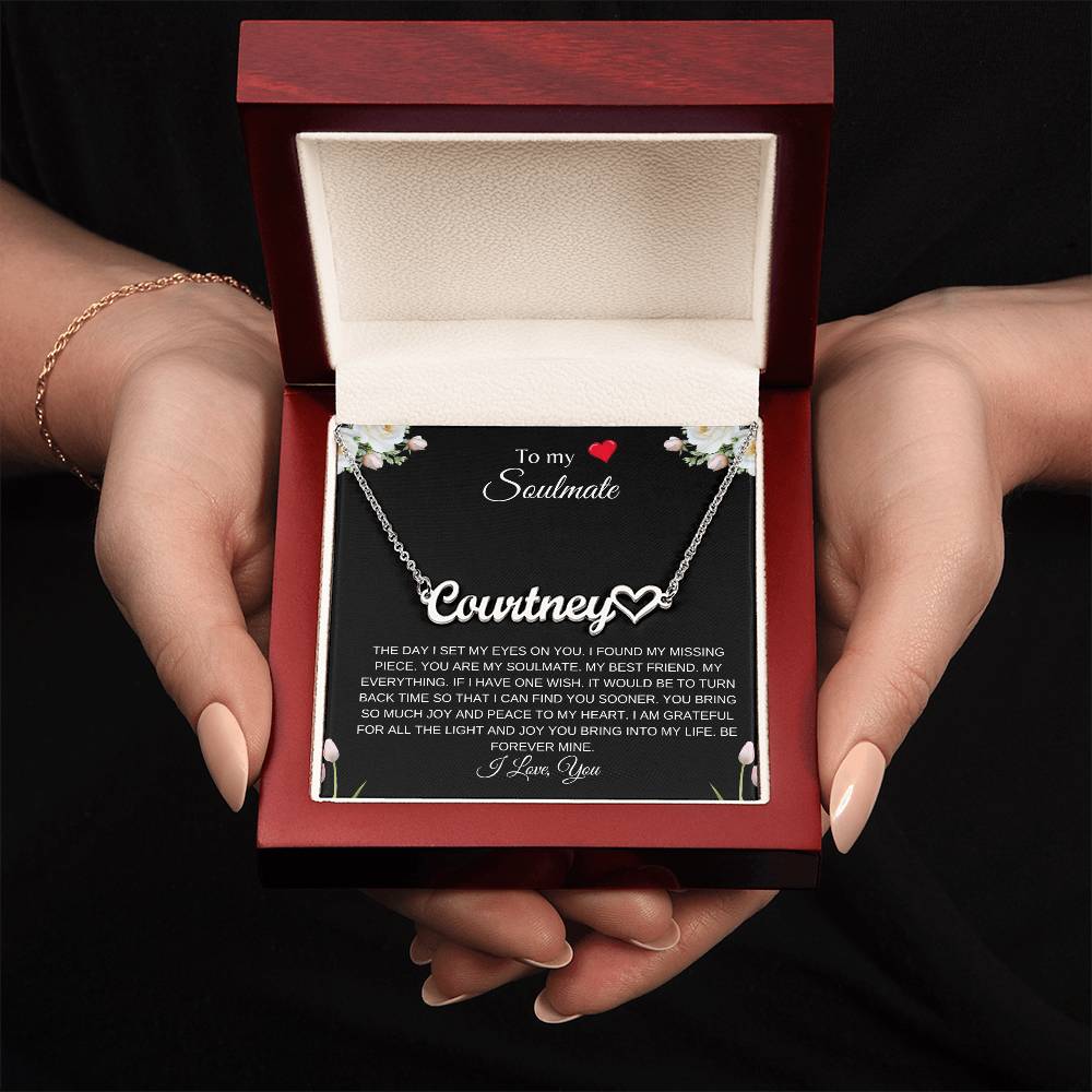 To My Soulmate (With A Heart) | Heart Name Necklace| Gift to Wife| Birthday Gift to Wife| Mother's Day Gift| Anniversary Gift to Wife