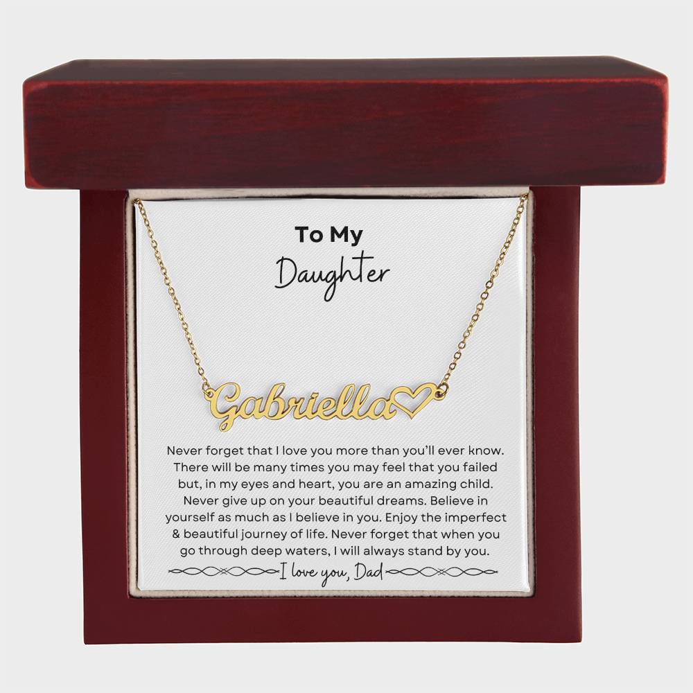 To My Daughter from Dad | Heart Name Necklace| Gift to Daughter from Dad| Birthday Gift to Daughter from Dad