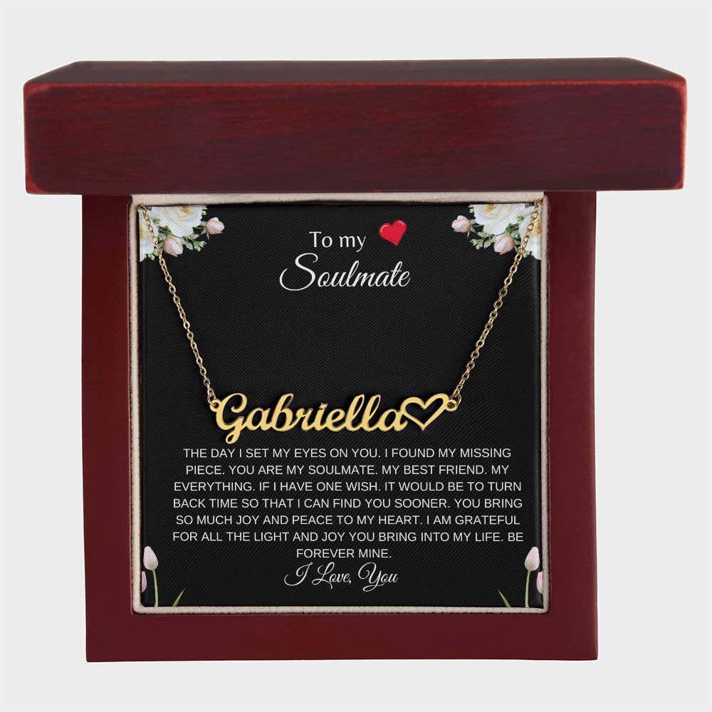 To My Soulmate (With A Heart) | Heart Name Necklace| Gift to Wife| Birthday Gift to Wife| Mother's Day Gift| Anniversary Gift to Wife