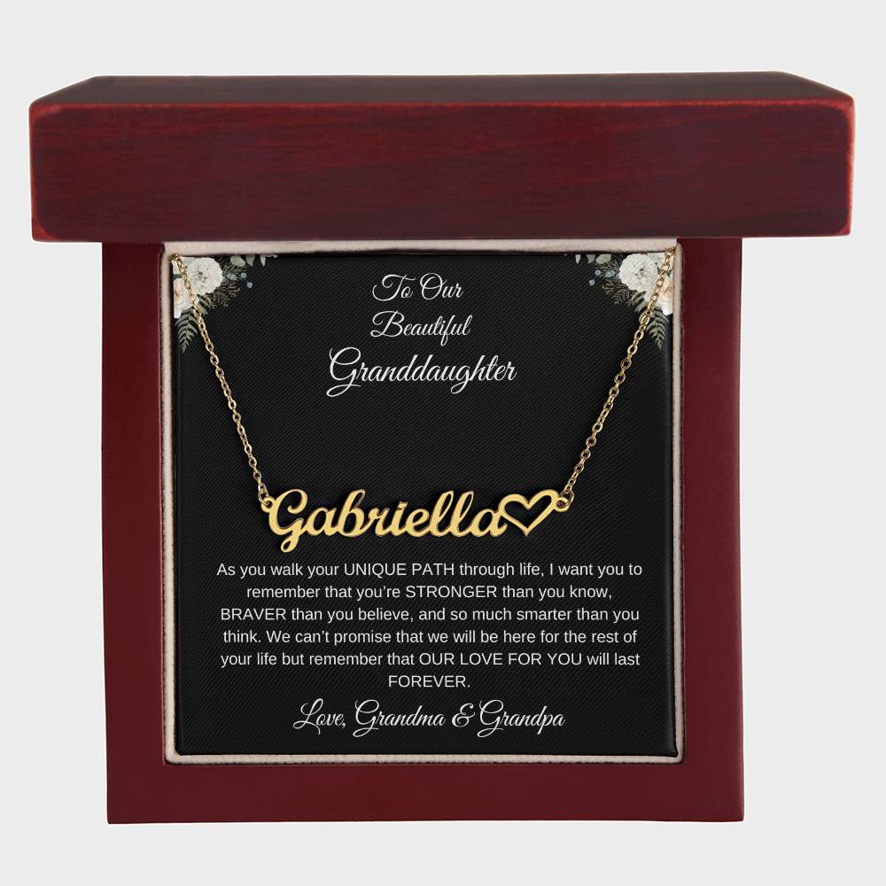 To Our Beautiful Granddaughter | Heart Name Necklace| Gift for Granddaughter from Grandma