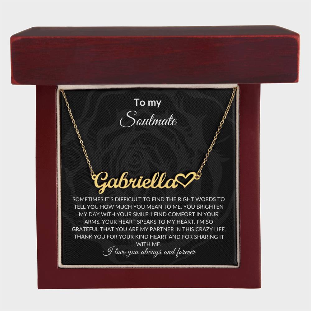 To My Soulmate | Heart Name Necklace| Gift to Wife | Wedding Anniversary Gift to Wife| Mother's Day Gift | Birthday Gift to Wife
