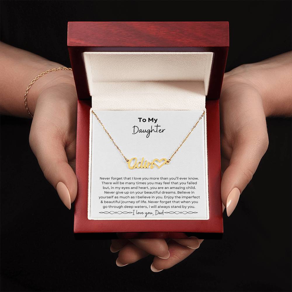 To My Daughter from Dad | Heart Name Necklace| Gift to Daughter from Dad| Birthday Gift to Daughter from Dad