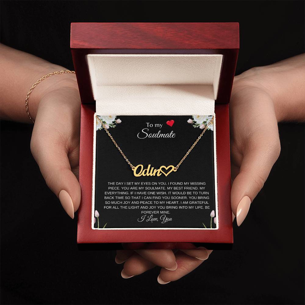 To My Soulmate (With A Heart) | Heart Name Necklace| Gift to Wife| Birthday Gift to Wife| Mother's Day Gift| Anniversary Gift to Wife
