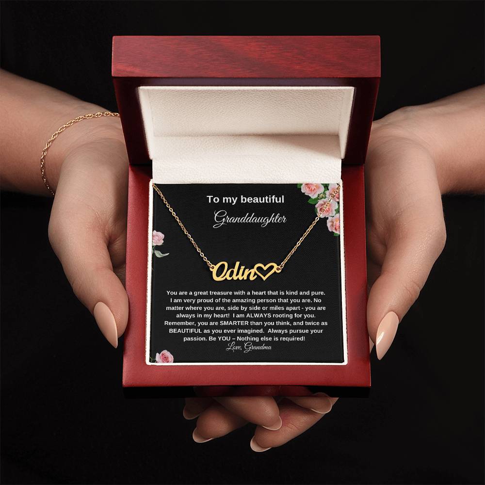 To My Beautiful Granddaughter | Heart Name Necklace| Gift to Granddaughter from Grandma