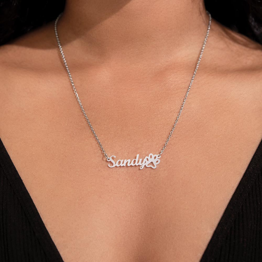 Name Necklace + Paw Print