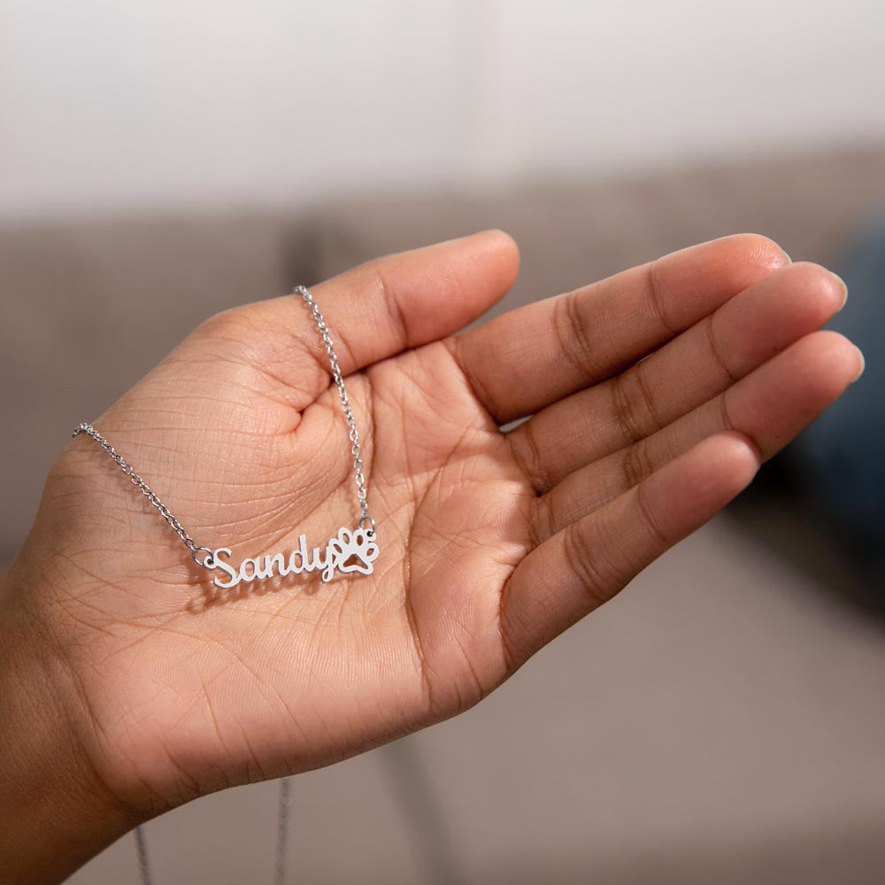 Name Necklace + Paw Print