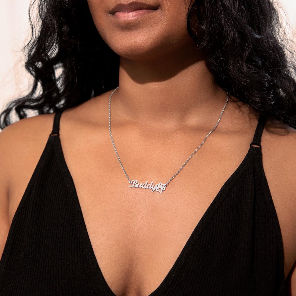 Name Necklace + Paw Print