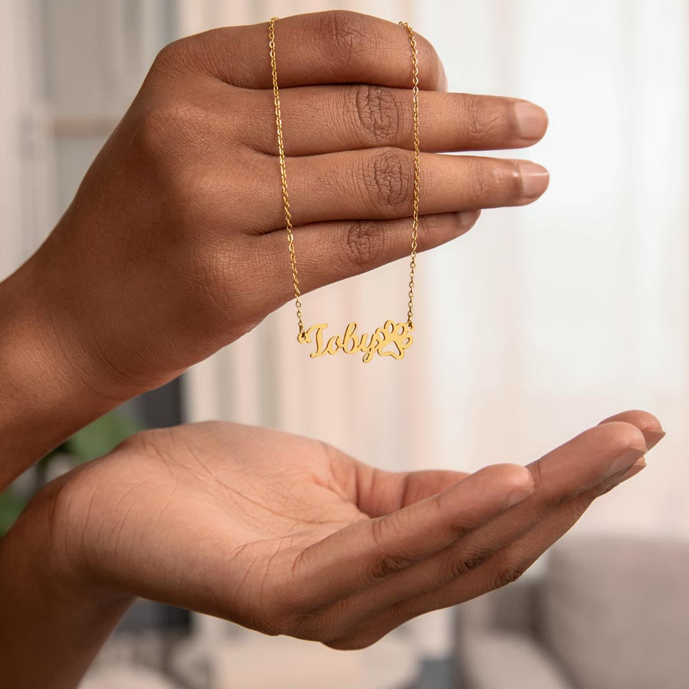 Name Necklace + Paw Print| To My Wife| To My Daughter| To My Girlfriend| To a Dog Lover| To a Cat Lover