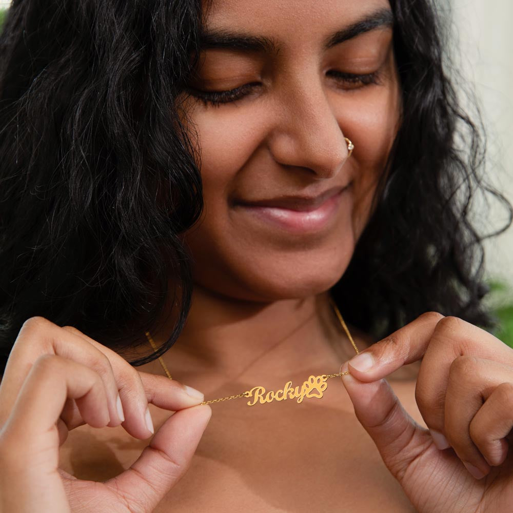 Name Necklace + Paw Print| To My Wife| To My Daughter| To My Girlfriend| To a Dog Lover| To a Cat Lover