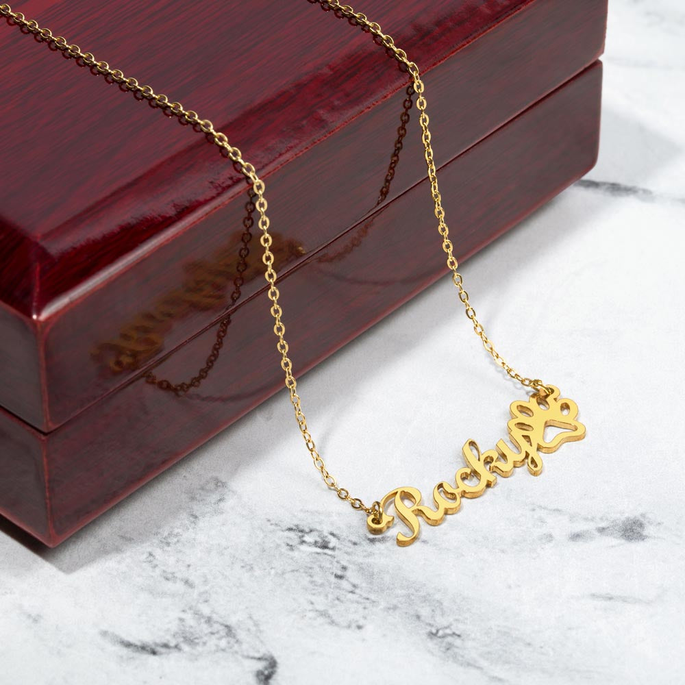 Name Necklace + Paw Print| To My Wife| To My Daughter| To My Girlfriend| To a Dog Lover| To a Cat Lover