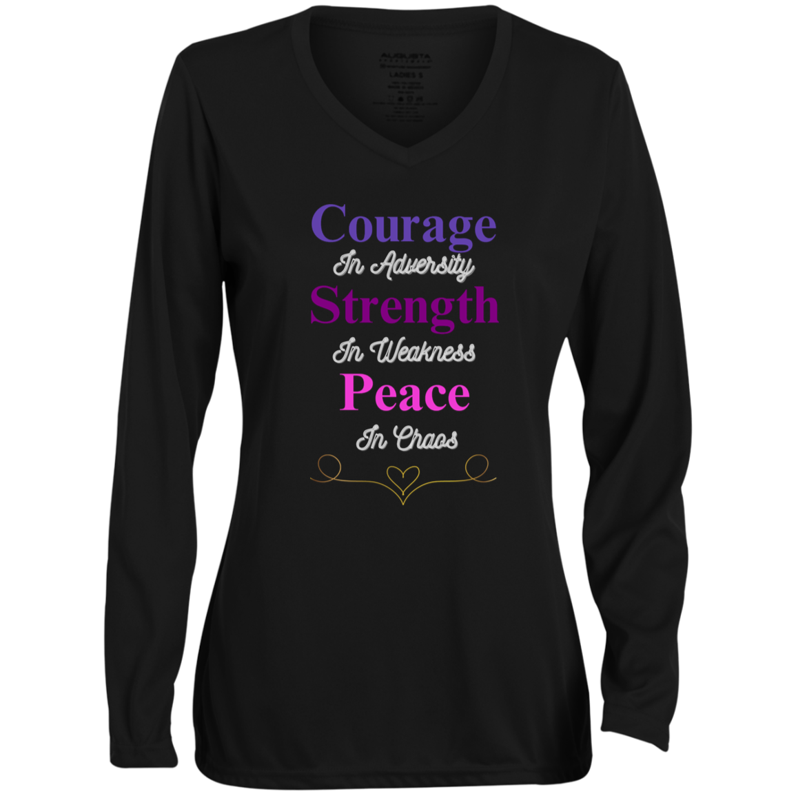 Courage in Adversity Women's Long Sleeve T-Shirt| Women's 100% Polyester Wicking Knit T-Shirt| Long Sleeve