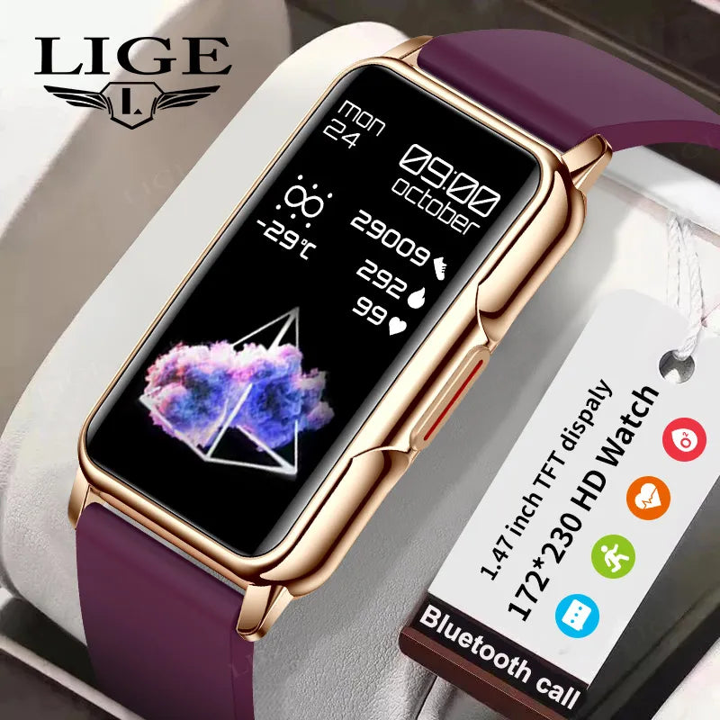 LIGE Smart Watch Women Men Bluetooth Connected Phone Music Fitness Sports Bracelet Sleep Monitor 1.47-inch Man Smartwatch Women