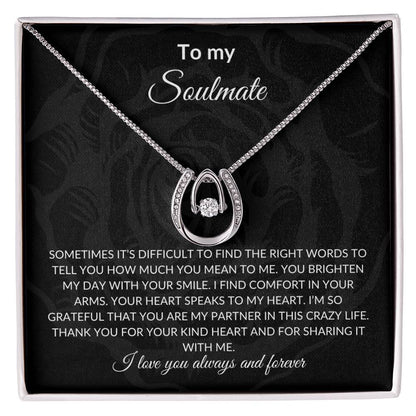 To My Soulmate | Lucky In Love Necklace| Gift to Wife | Wedding Anniversary Gift to Wife| Mother's Day Gift | Birthday Gift to Wife