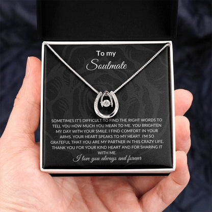 To My Soulmate | Lucky In Love Necklace| Gift to Wife | Wedding Anniversary Gift to Wife| Mother's Day Gift | Birthday Gift to Wife