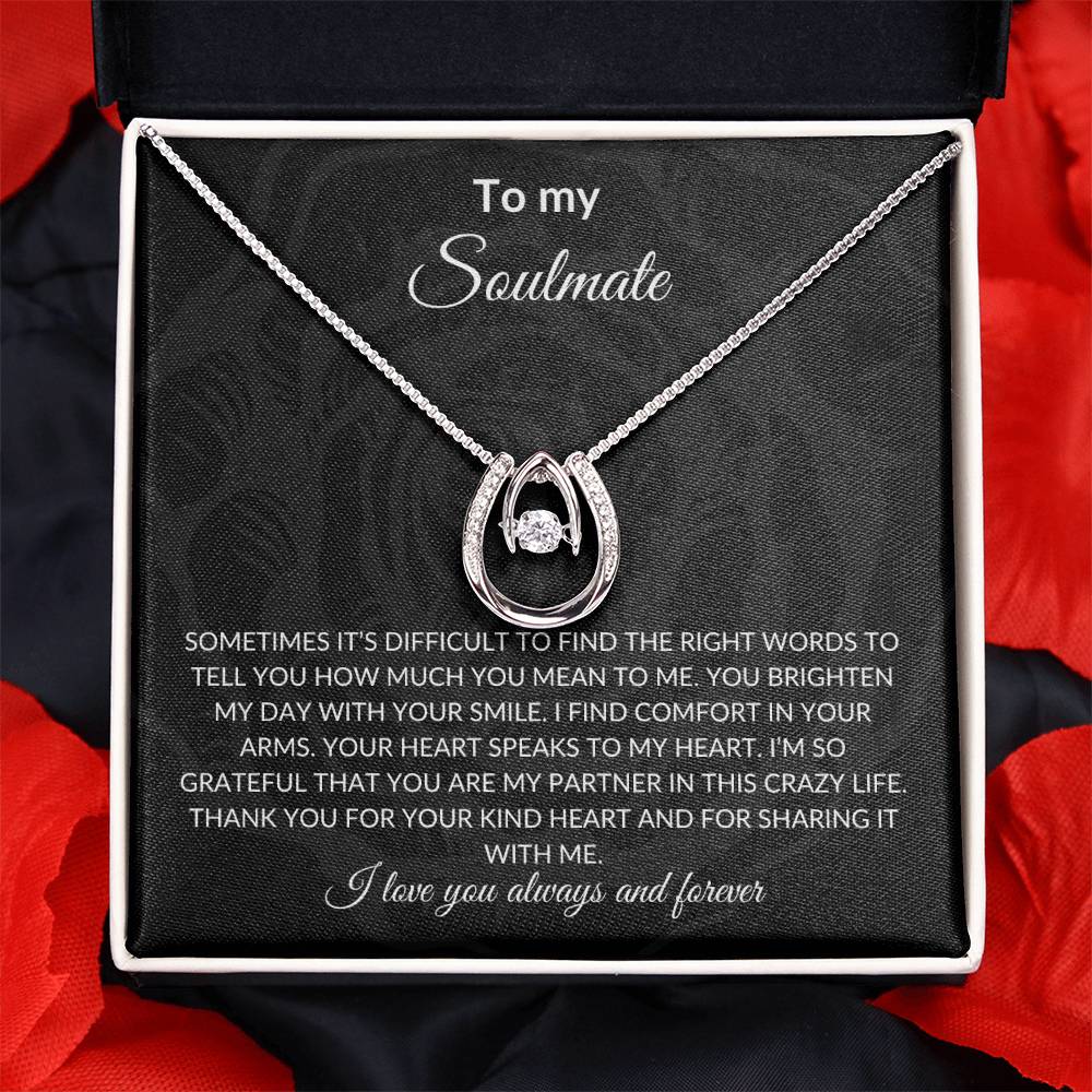 To My Soulmate | Lucky In Love Necklace| Gift to Wife | Wedding Anniversary Gift to Wife| Mother's Day Gift | Birthday Gift to Wife