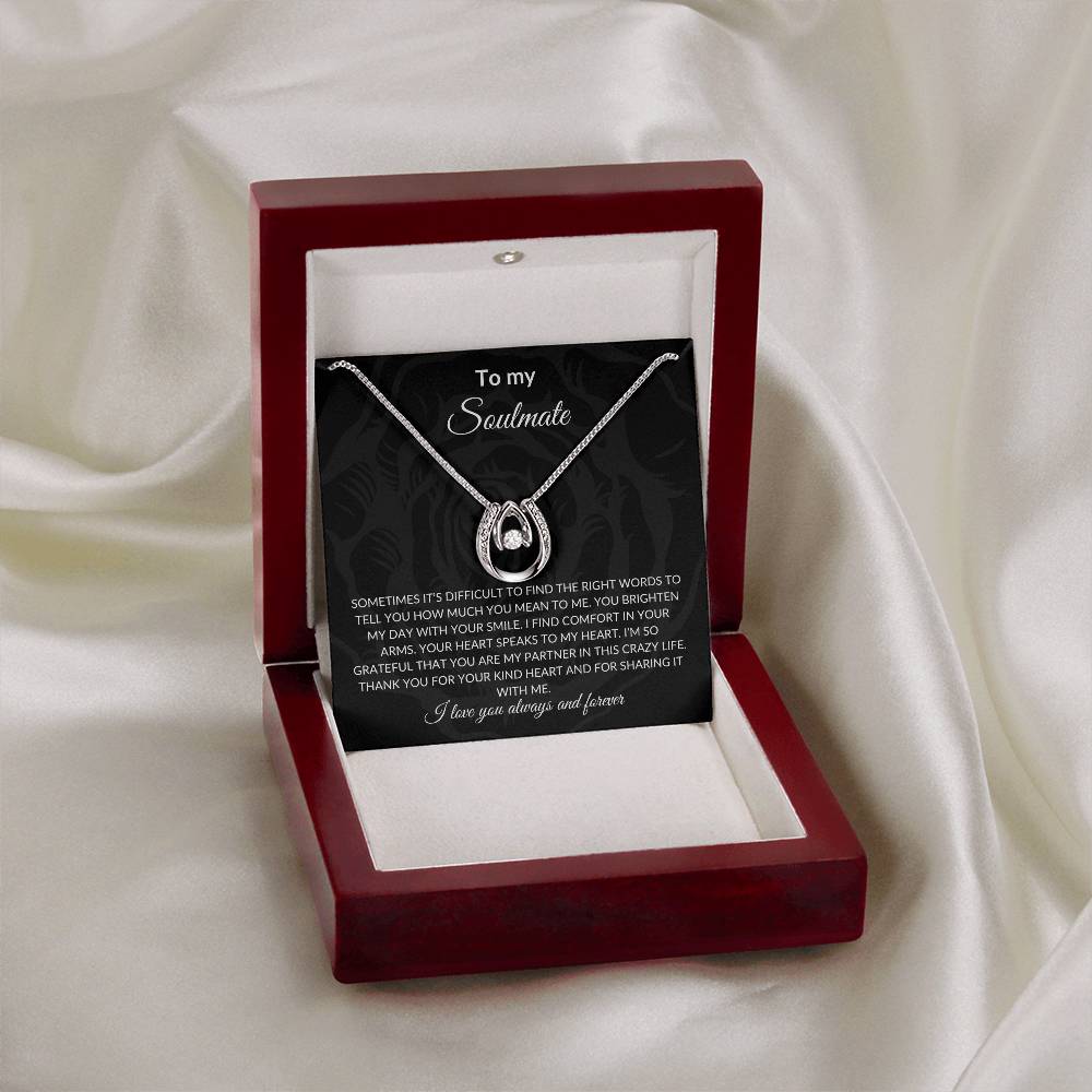 To My Soulmate | Lucky In Love Necklace| Gift to Wife | Wedding Anniversary Gift to Wife| Mother's Day Gift | Birthday Gift to Wife