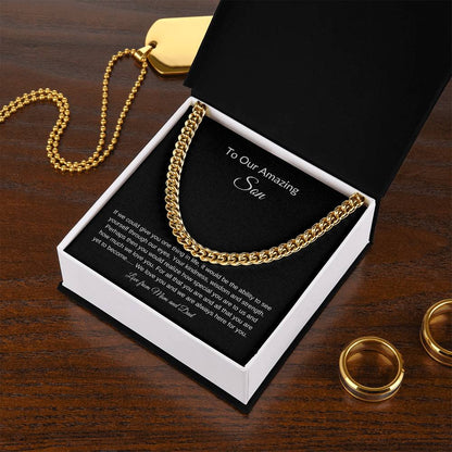 To Our Amazing Son | Cuban Link Chain| Gift to Son| Birthday Gift to Son from Mom and Dad