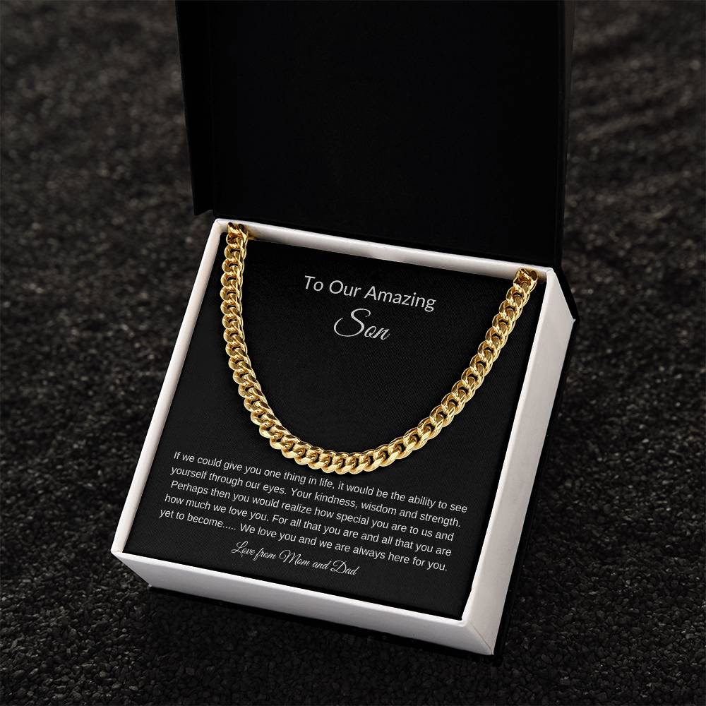 To Our Amazing Son | Cuban Link Chain| Gift to Son| Birthday Gift to Son from Mom and Dad