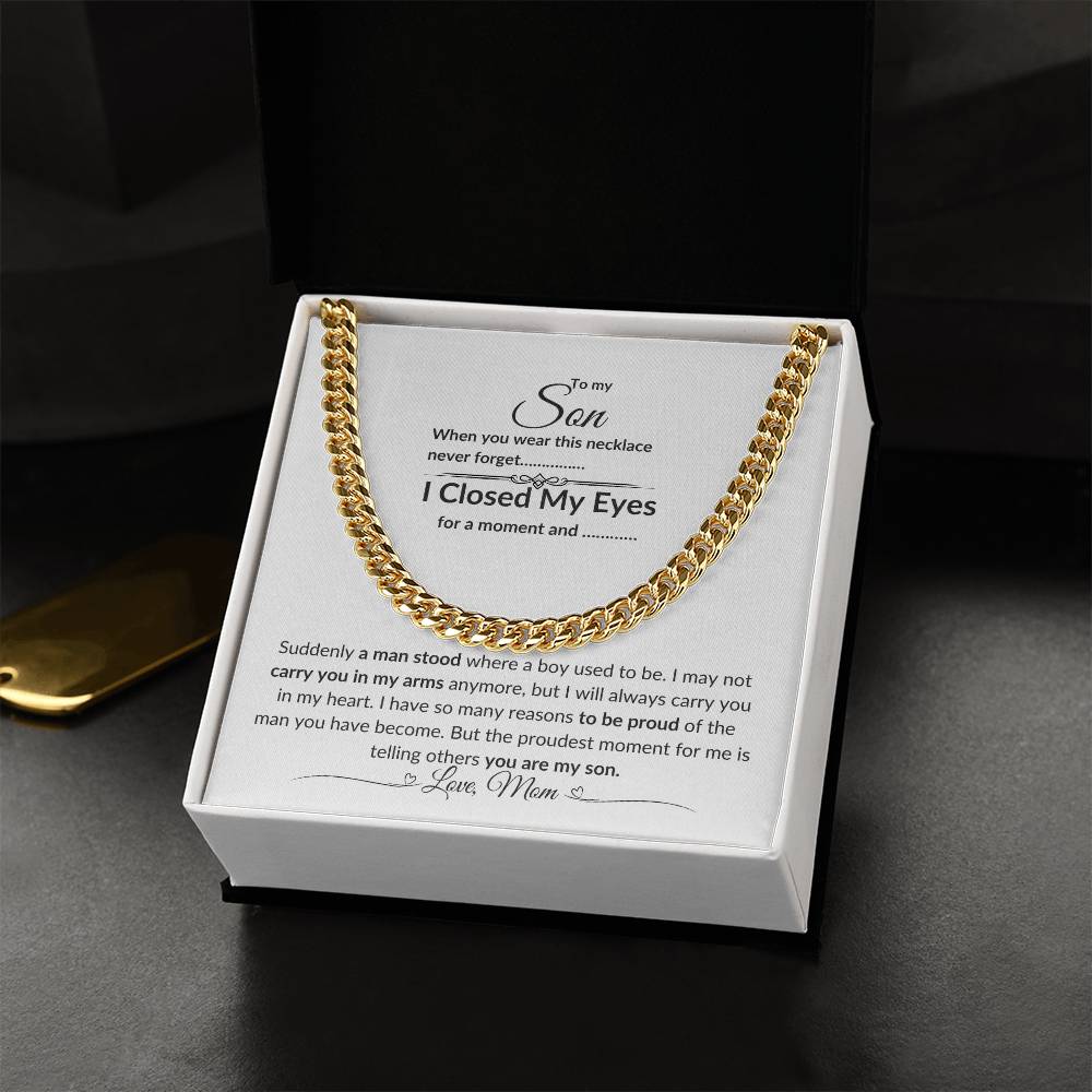 To My Son From Mom| Cuban Link Chain| Gift to Son from Mother| Birthday Gift to Son from Mother
