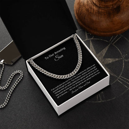 To Our Amazing Son | Cuban Link Chain| Gift to Son| Birthday Gift to Son from Mom and Dad