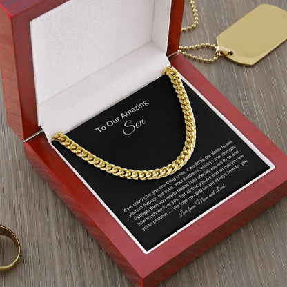 To Our Amazing Son | Cuban Link Chain| Gift to Son| Birthday Gift to Son from Mom and Dad