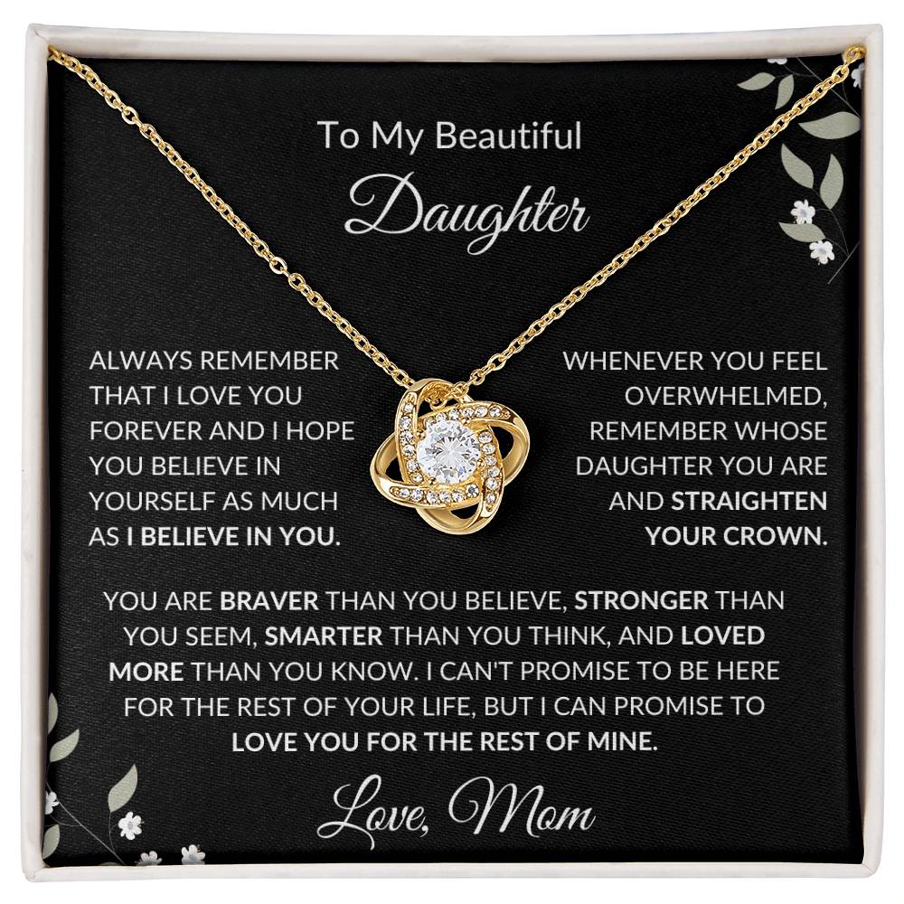 To My Beautiful Daughter from Mom | Love Knot Necklace| Birthday Gift to Daughter from Mom| Gift to Daughter from Mom