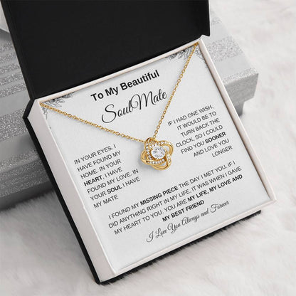 To My Beautiful Soulmate | Love Knot Necklace| Gift to Wife| Birthday Gift to Wife| Mother's Day Gift| Anniversary Gift to Wife