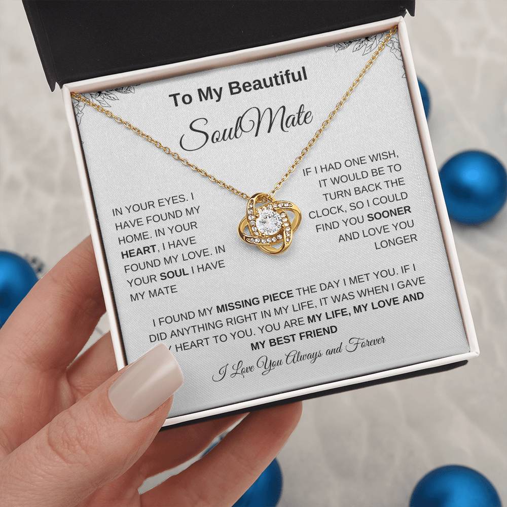 To My Beautiful Soulmate | Love Knot Necklace| Gift to Wife| Birthday Gift to Wife| Mother's Day Gift| Anniversary Gift to Wife