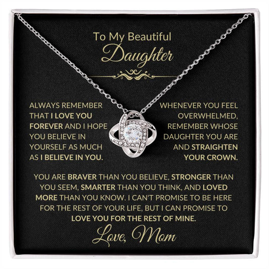 Beautiful Gift for Daughter From Mom "Never Forget That I Love You" Necklace