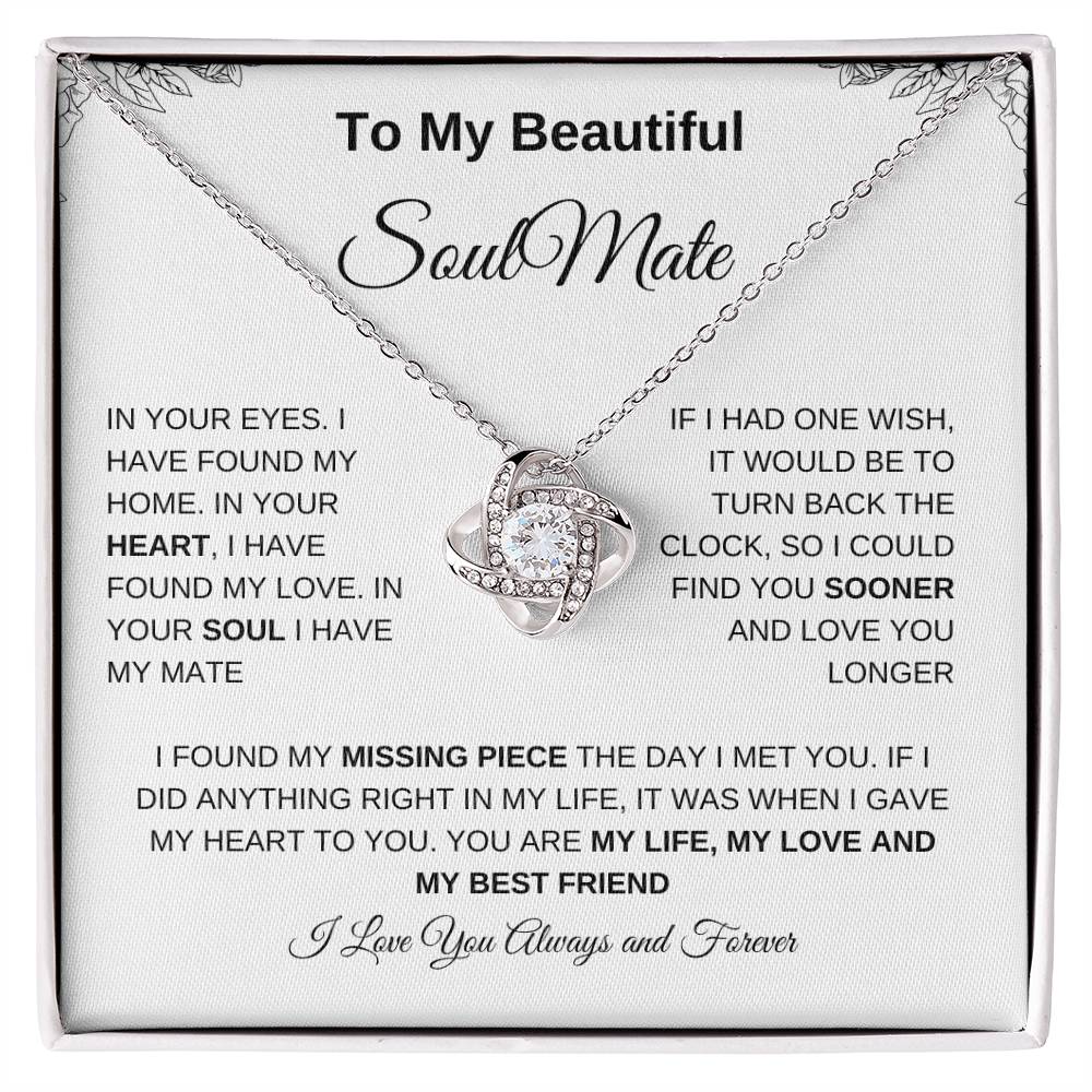 To My Beautiful Soulmate | Love Knot Necklace| Gift to Wife| Birthday Gift to Wife| Mother's Day Gift| Anniversary Gift to Wife