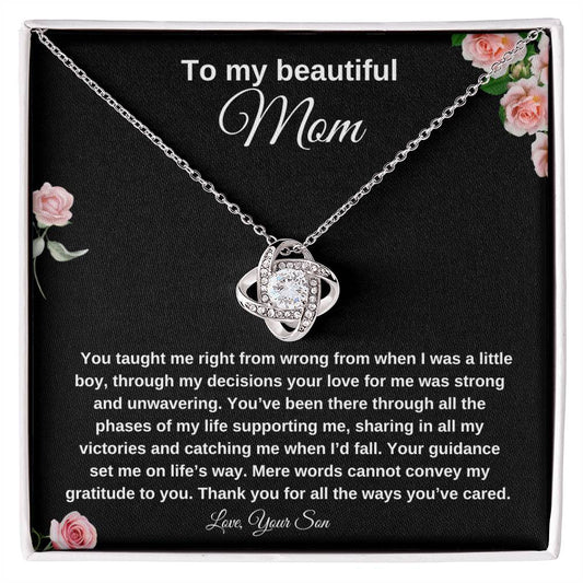To My Beautiful Mom | Love Knot Necklace| Mother's Day Gift| Gift to Mother| Birthday Gift to Mother
