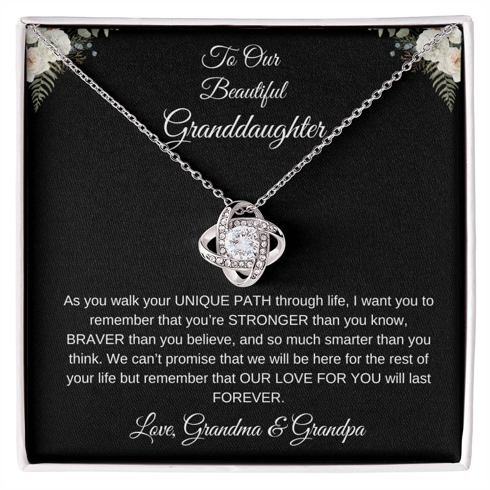 To Our Beautiful Granddaughter | Love Knot Necklace| Gift to Granddaughter| Gift to Granddaughter from Grandma and Grandpa