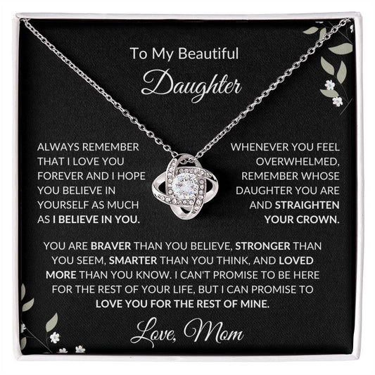 To My Beautiful Daughter from Mom | Love Knot Necklace| Birthday Gift to Daughter from Mom| Gift to Daughter from Mom