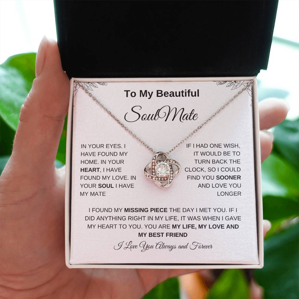 To My Beautiful Soulmate | Love Knot Necklace| Gift to Wife| Birthday Gift to Wife| Mother's Day Gift| Anniversary Gift to Wife