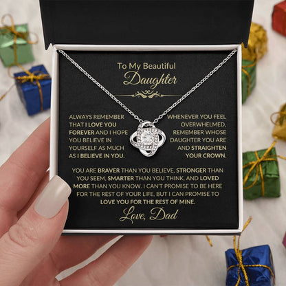 Beautiful Gift for Daughter From Dad "Never Forget That I Love You" Necklace